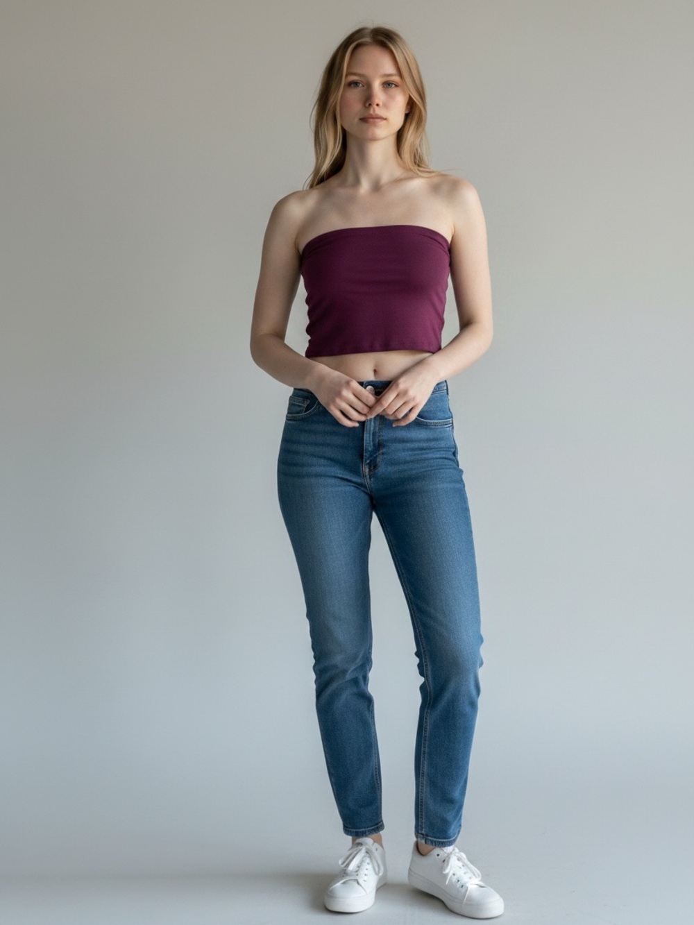 Tilly's Women's Strapless Crop Tube Top in Deep Plum